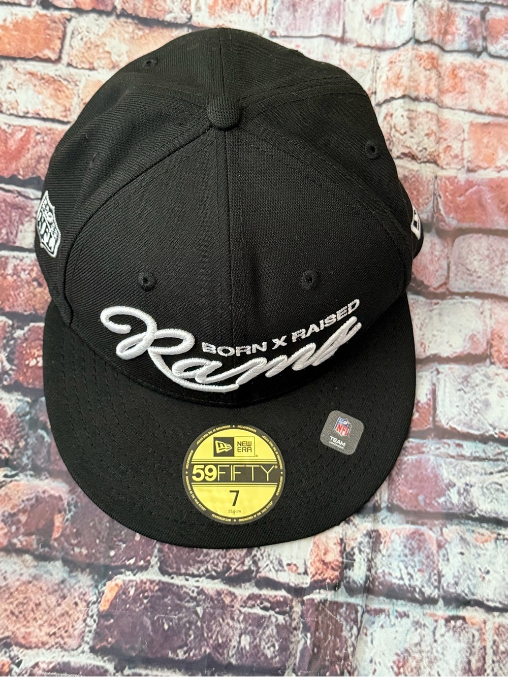 New Era Black and White "Born x Raised" Script 59FIFTY Fitted Cap
